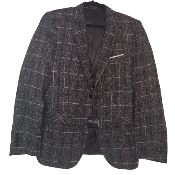Proper Pair Men's Long Sleeve Blazer Sport Coat Charcoal Plaid